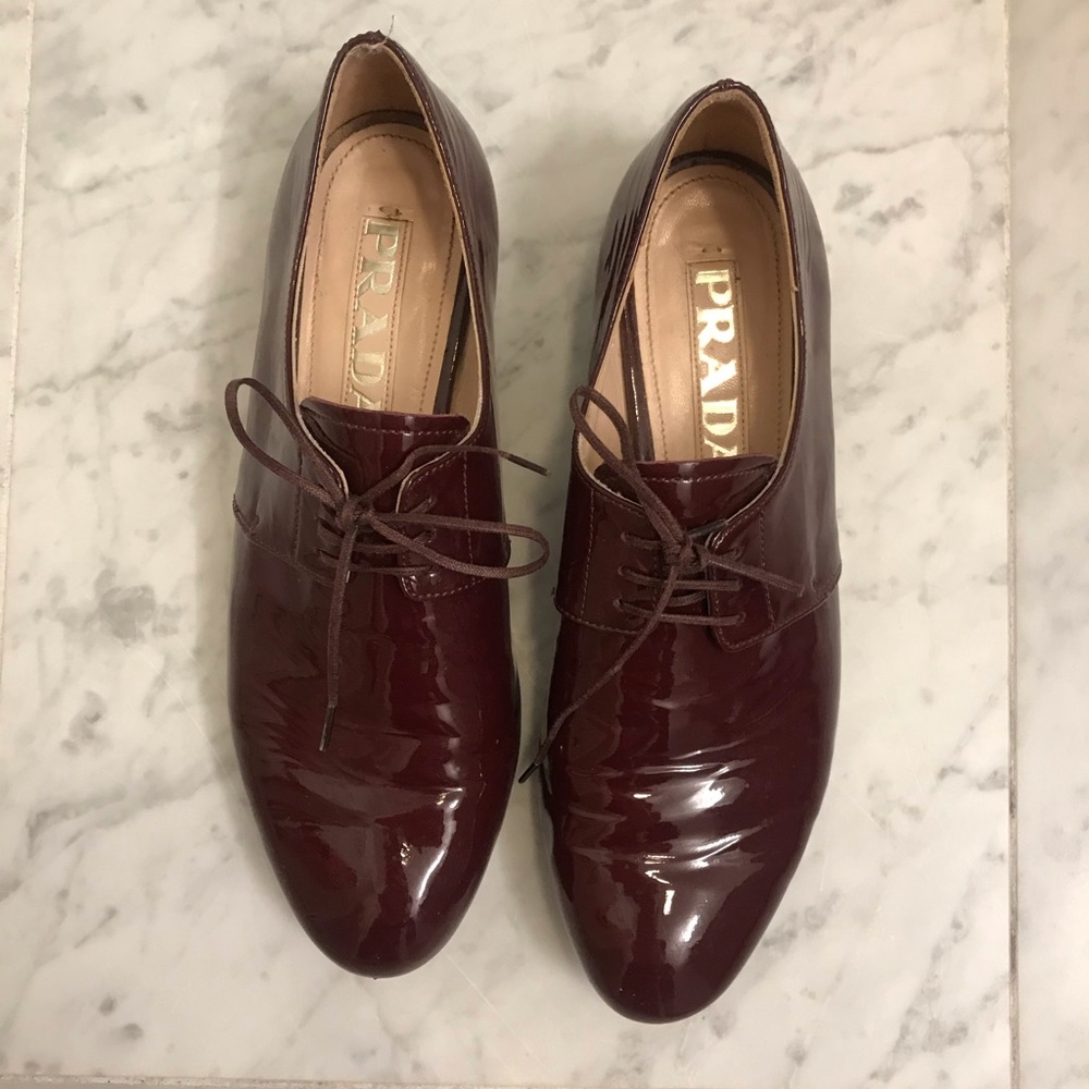 PRADA maroon oxfords